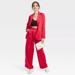 Women's Red Satin Blazer